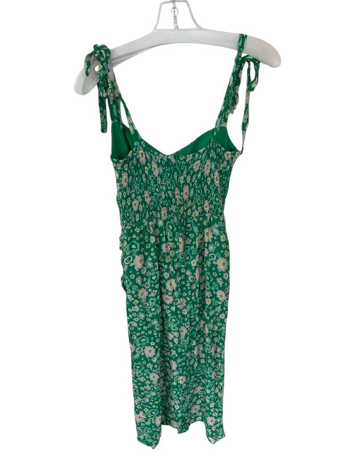 Wayf Size Est XS Green & Pink Polyester Tie Straps Flowers Gathered Side Dress Green & Pink / Est XS