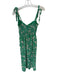 Wayf Size Est XS Green & Pink Polyester Tie Straps Flowers Gathered Side Dress Green & Pink / Est XS