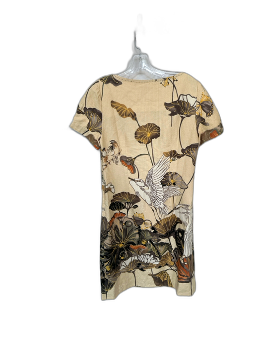 Floreat Size 4 Cream & Brown Cotton Cap Sleeve Birds Flowers Dress Cream & Brown / 4