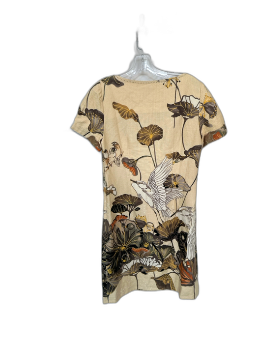 Floreat Size 4 Cream & Brown Cotton Cap Sleeve Birds Flowers Dress Cream & Brown / 4