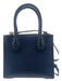 Michael Kors Navy Blue Leather Pebbled Logo Zip Top Handle Bag Navy Blue / Small