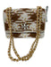 Tory Burch White, Brown & Pink Leather Weave Logo Chain Strap Gold Hardware Bag White, Brown & Pink / Medium