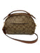 Coach Brown, Tan & Multi Leather Canvas Top Handle Crossbody Zip Close Bag Brown, Tan & Multi / Small