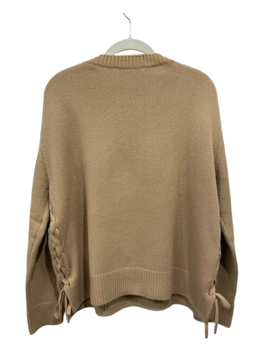 Vince Size S Beige Cashmere Crew Neck Lace Up Side Long Sleeve Sweater Beige / S