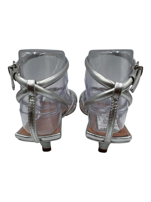 Vincenza Shoe Size 34 Silver Leather open toe Kitten Heel Ankle Buckle Sandals Silver / 34