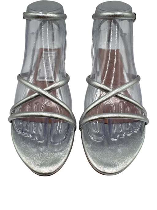 Vincenza Shoe Size 34 Silver Leather open toe Kitten Heel Ankle Buckle Sandals Silver / 34