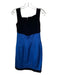 Chris Hudson Couture Size XXS Black & Blue Satin & Velvet Knee Length Dress Black & Blue / XXS