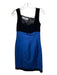 Chris Hudson Couture Size XXS Black & Blue Satin & Velvet Knee Length Dress Black & Blue / XXS