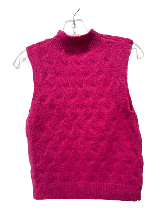 Kerisma Size S Hot pink Polyester Blend Cable Knit High Neck Sleeveless Vest Top Hot pink / S