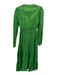 Boden Size 0 Green & White Linen & Cotton Long Sleeve Embroidered V Neck Dress Green & White / 0