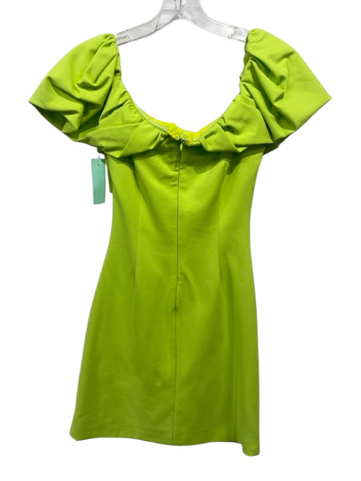 Elliatt Size S Lime Green Viscose & Polyamide Short Puff Sleeve Gathered Dress Lime Green / S