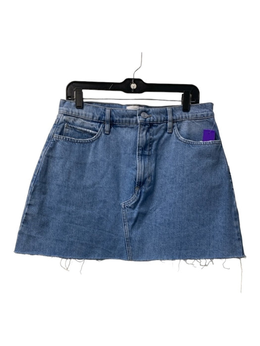 Frame Size 30 Mid Wash Cotton Blend Distressed Hem High Waist 5 Pocket Skirt Mid Wash / 30