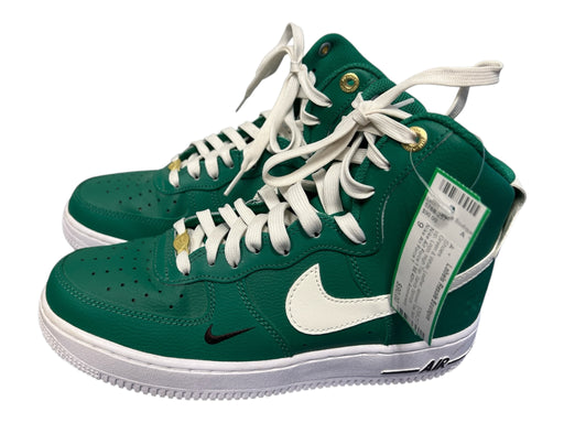 Nike Air Force 1 Shoe Size 9 Green & White Leather Almond Toe lace up Logo Shoes Green & White / 9