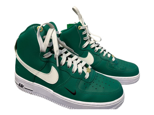 Nike Air Force 1 Shoe Size 9 Green & White Leather Almond Toe lace up Logo Shoes Green & White / 9