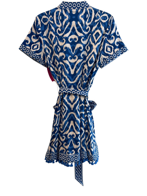 Alice & Olivia Size 8 Blue & White No Fabric Tag Short Sleeve Waist tie Dress Blue & White / 8