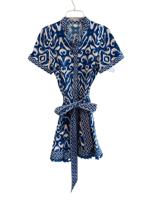 Alice & Olivia Size 8 Blue & White No Fabric Tag Short Sleeve Waist tie Dress Blue & White / 8