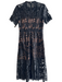 Self Portrait Size 8 Black Polyester Lace Overlay Round Neck Short Sleeve Dress Black / 8
