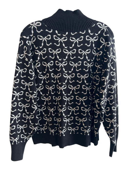 Maeve Size S Black & White Viscose Blend Mock Neck 1/2 Zip Long Sleeve Sweater Black & White / S