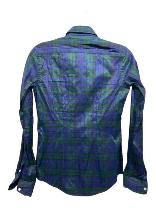 Ann Mashburn Size XS Green & Blue Cotton Plaid Long Sleeve Top Green & Blue / XS