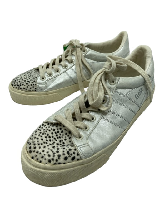 Gola Shoe Size 7 Silver & Cream Leather Pony Hair Speckled Laces Sneakers Silver & Cream / 7