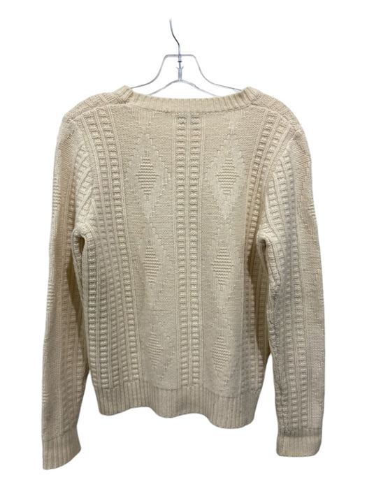 Wallace Size L Cream Merino Wool Crew Neck Ikat Ribbed Sweater Cream / L