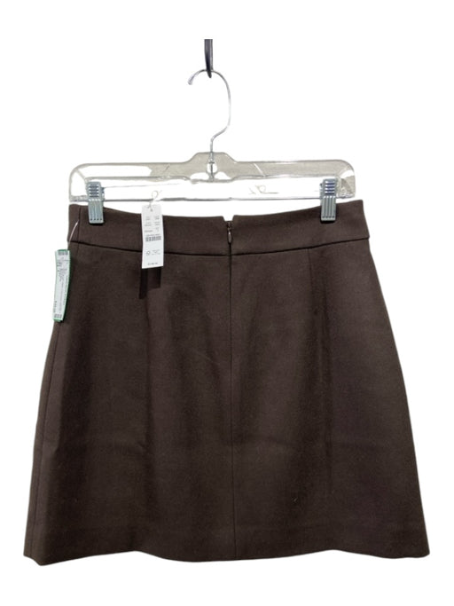 J Crew Size 4 Dark Brown Wool Front Pleat Back Zip Skirt Dark Brown / 4