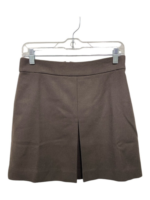 J Crew Size 4 Dark Brown Wool Front Pleat Back Zip Skirt Dark Brown / 4