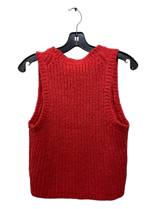 J Crew Size S Red Acrylic Blend Round Neck Cable Edging Sleeveless Top Red / S