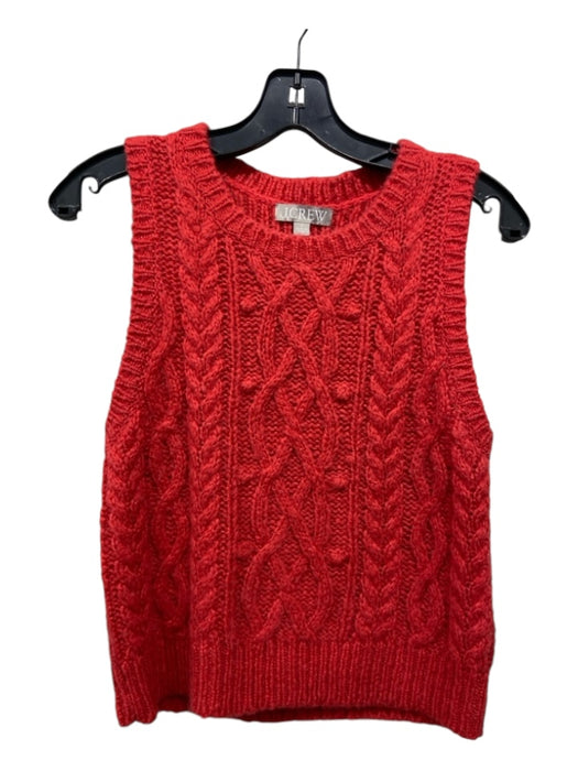 J Crew Size S Red Acrylic Blend Round Neck Cable Edging Sleeveless Top Red / S