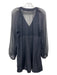 Elizabeth And James Size XS Black Silk Long Sleeve Sheer V Neck Tassel Dress Black / XS