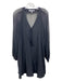 Elizabeth And James Size XS Black Silk Long Sleeve Sheer V Neck Tassel Dress Black / XS