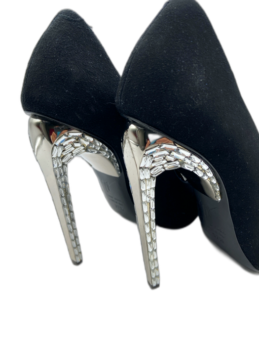 Giuseppe Zanotti Shoe Size 37.5 Black Suede Crystal Detail Pointed Toe Pumps Black / 37.5
