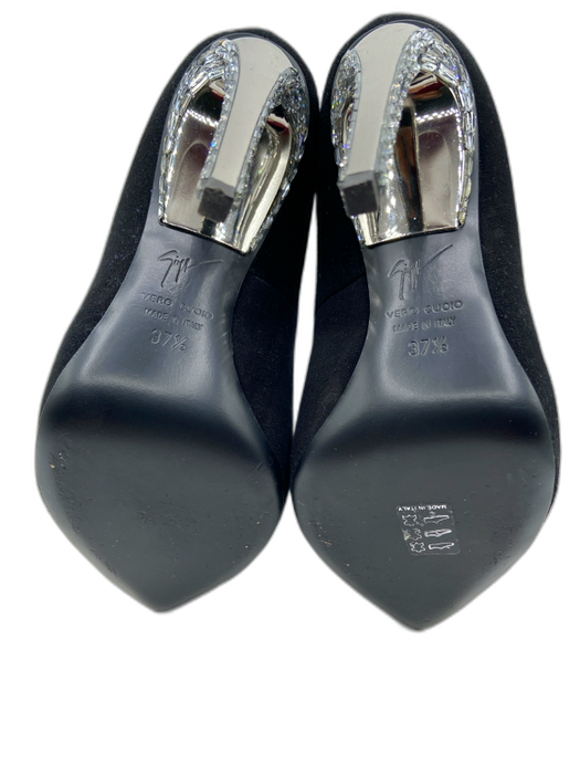 Giuseppe Zanotti Shoe Size 37.5 Black Suede Crystal Detail Pointed Toe Pumps Black / 37.5