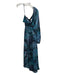 Ramy Brook Size M Black, Blue & Teal Silk Abstract One Shoulder Midi Dress Black, Blue & Teal / M