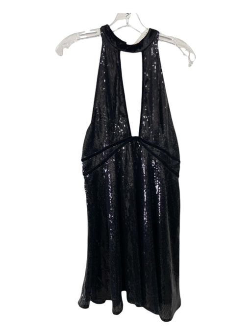 Free People Size 8 Black Polyester Sleeveless Halter Sequined Dress Black / 8