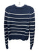 BR Size XXS Navy Blue & White Cotton & Silk Long Sleeve Ribbed Neck Sweater Navy Blue & White / XXS
