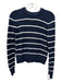 BR Size XXS Navy Blue & White Cotton & Silk Long Sleeve Ribbed Neck Sweater Navy Blue & White / XXS