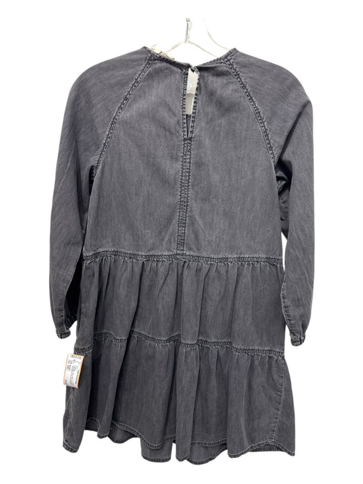 Madewell Size XXS Gray Wash Cotton Denim Long Sleeve Tiered Keyhole Back Dress Gray Wash / XXS