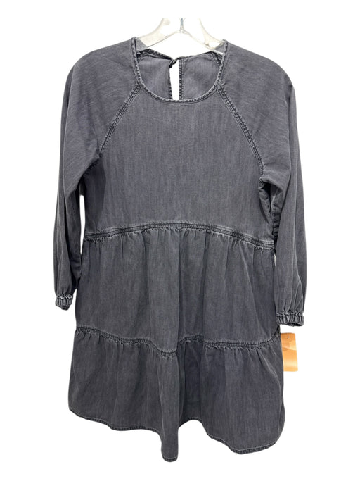 Madewell Size XXS Gray Wash Cotton Denim Long Sleeve Tiered Keyhole Back Dress Gray Wash / XXS