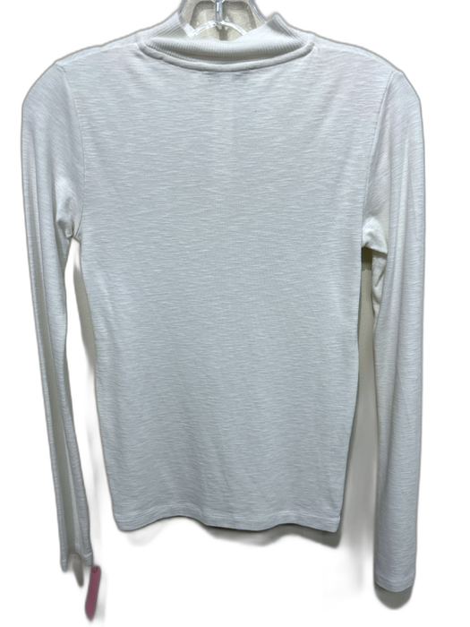 Vince Size S White Cotton Blend Quarter Zip Mock Neck Long Sleeve Top White / S