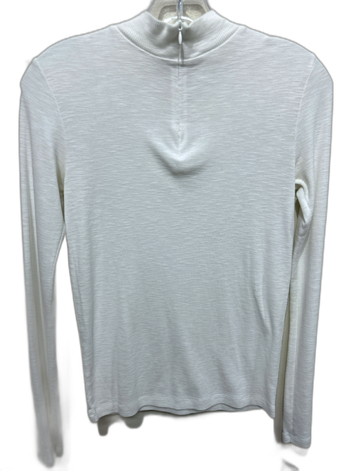 Vince Size S White Cotton Blend Quarter Zip Mock Neck Long Sleeve Top White / S