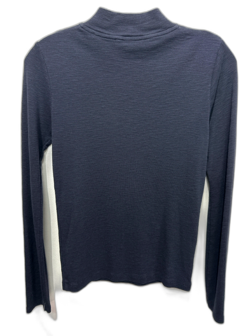 Vince Size S Black Cotton Blend Quarter Zip Mock Neck Long Sleeve Top Black / S