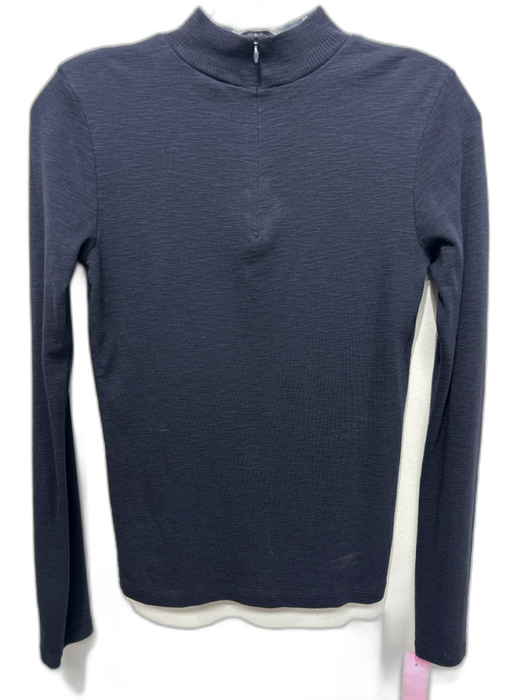 Vince Size S Black Cotton Blend Quarter Zip Mock Neck Long Sleeve Top Black / S