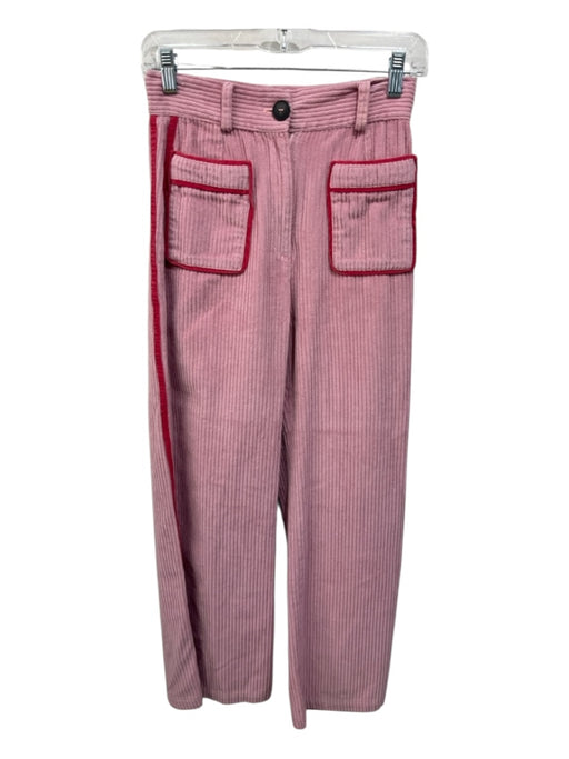 Mariadelaorden Size M Pink Cotton Ribbed Zip & Button Corduroy Pants Pink / M