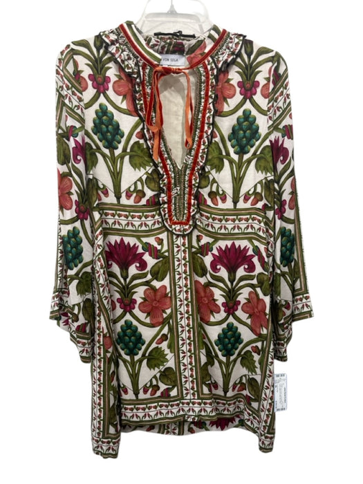Lug Von Siga Size 36 Green, Red, Multi Lyocell blend Tie Neck Botanical Dress Green, Red, Multi / 36