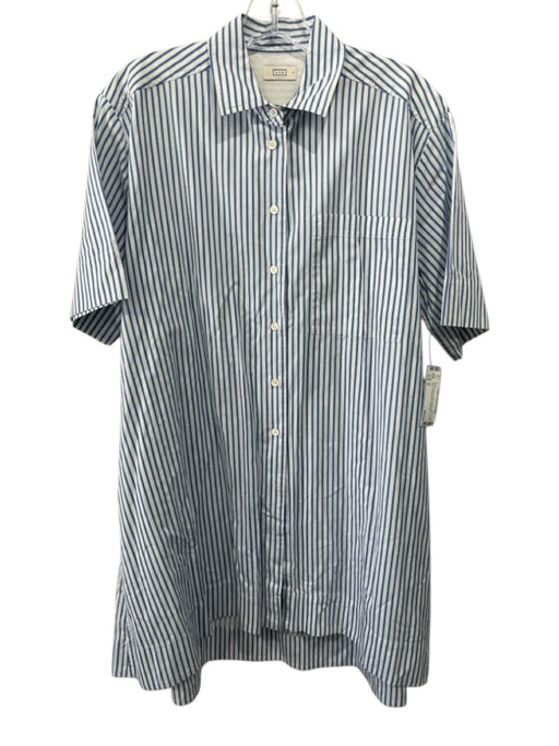 AYR Size S Blue & White Cotton Stripe Shift Button Down Dress Blue & White / S