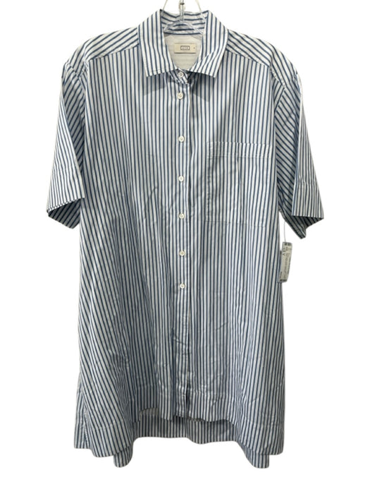 AYR Size S Blue & White Cotton Stripe Shift Button Down Dress Blue & White / S