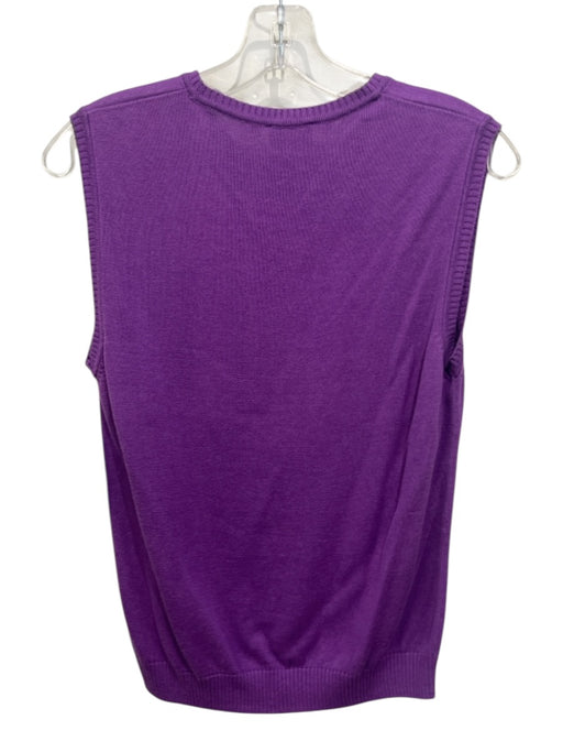 Julia Amory Size M Purple Cotton Blend Knit Ribbed Trim Round Neck Vest Top Purple / M