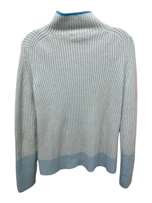 Marta's Size S Blue Cashmere Ribbed Contrast Trim Mock Neck Sweater Blue / S