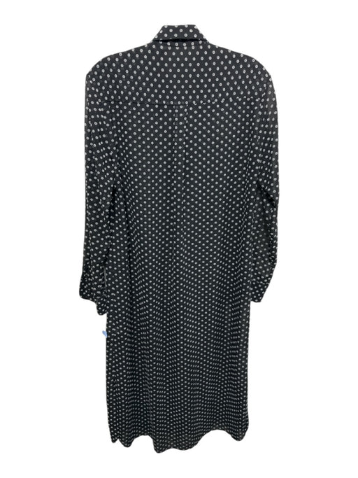 CCH Size XS Black & White Polyester Blend Semi Sheer Dotted Button Down Dress Black & White / XS
